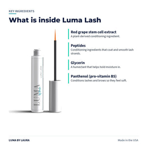 Luma Lash eyelash and brow conditioning serum key ingredients