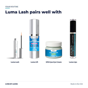 Luma Lash eyelash and brow conditioning serum routine: pairs well with OPA Skincare