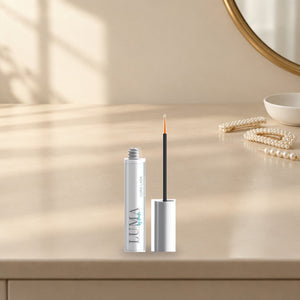 Luma Lash eyelash and brow conditioning serum on a vanity