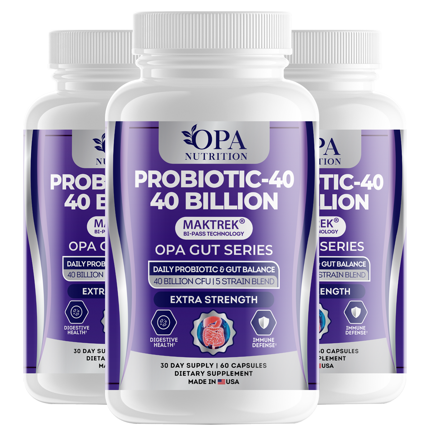 OPA Gut Premium Probiotic 40 Billion CFU Digestive – 60ct