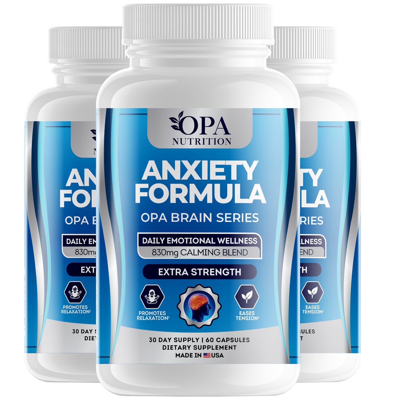 OPA Brain Anxiety & Stress Relief Ashwagandha Supplement – 60ct