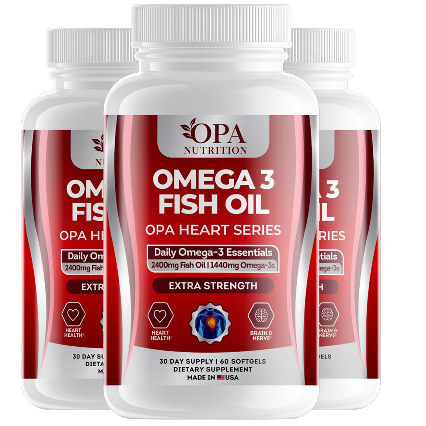 OPA Heart Omega-3 Fish Oil EPA & DHA Softgels – 60ct