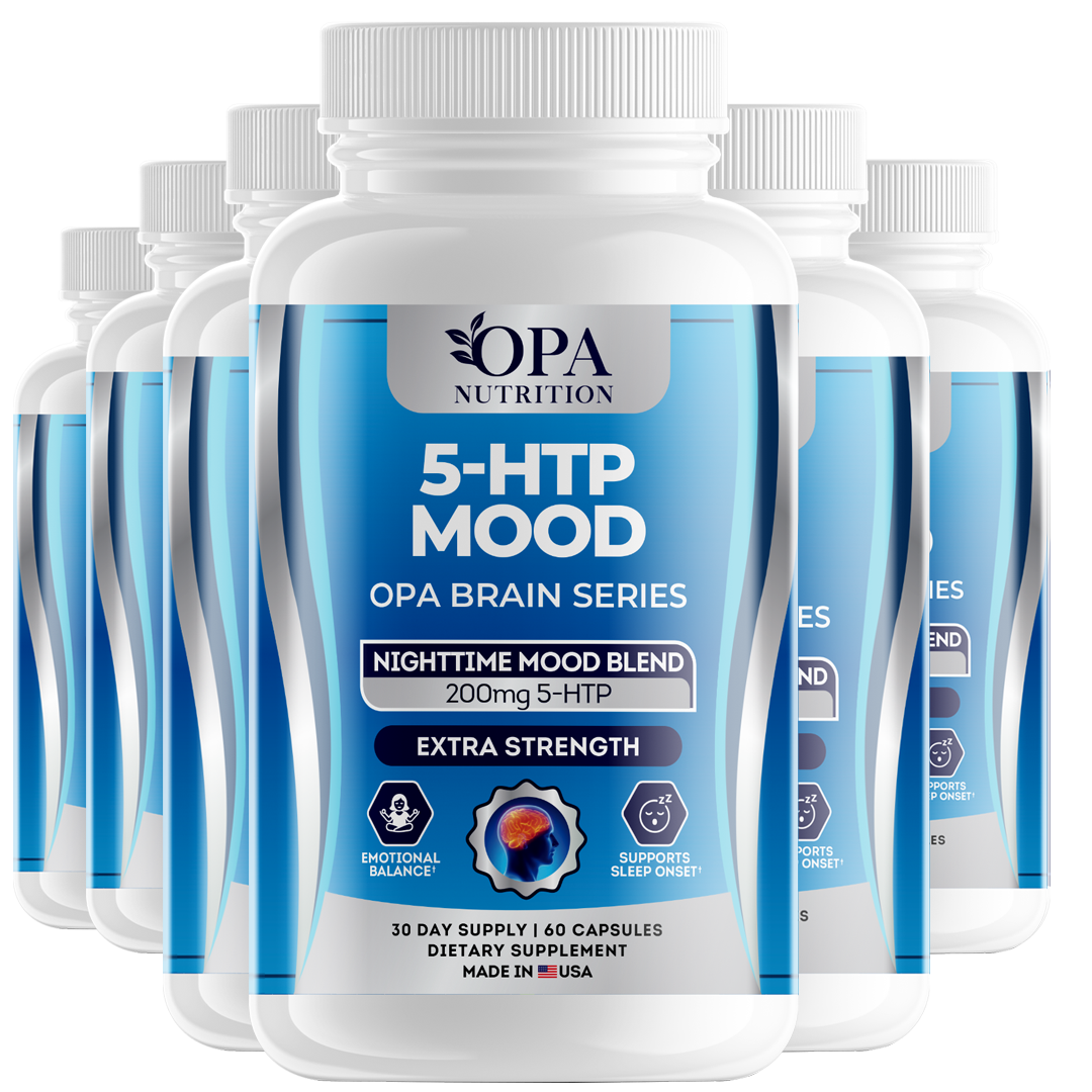 OPA Brain 5-HTP Mood & Sleep Support – Natural Supplement for Emotional Balance & Restful Nights, 60ct