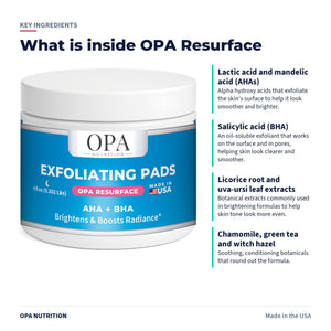 OPA Resurface Exfoliating Pads key ingredients
