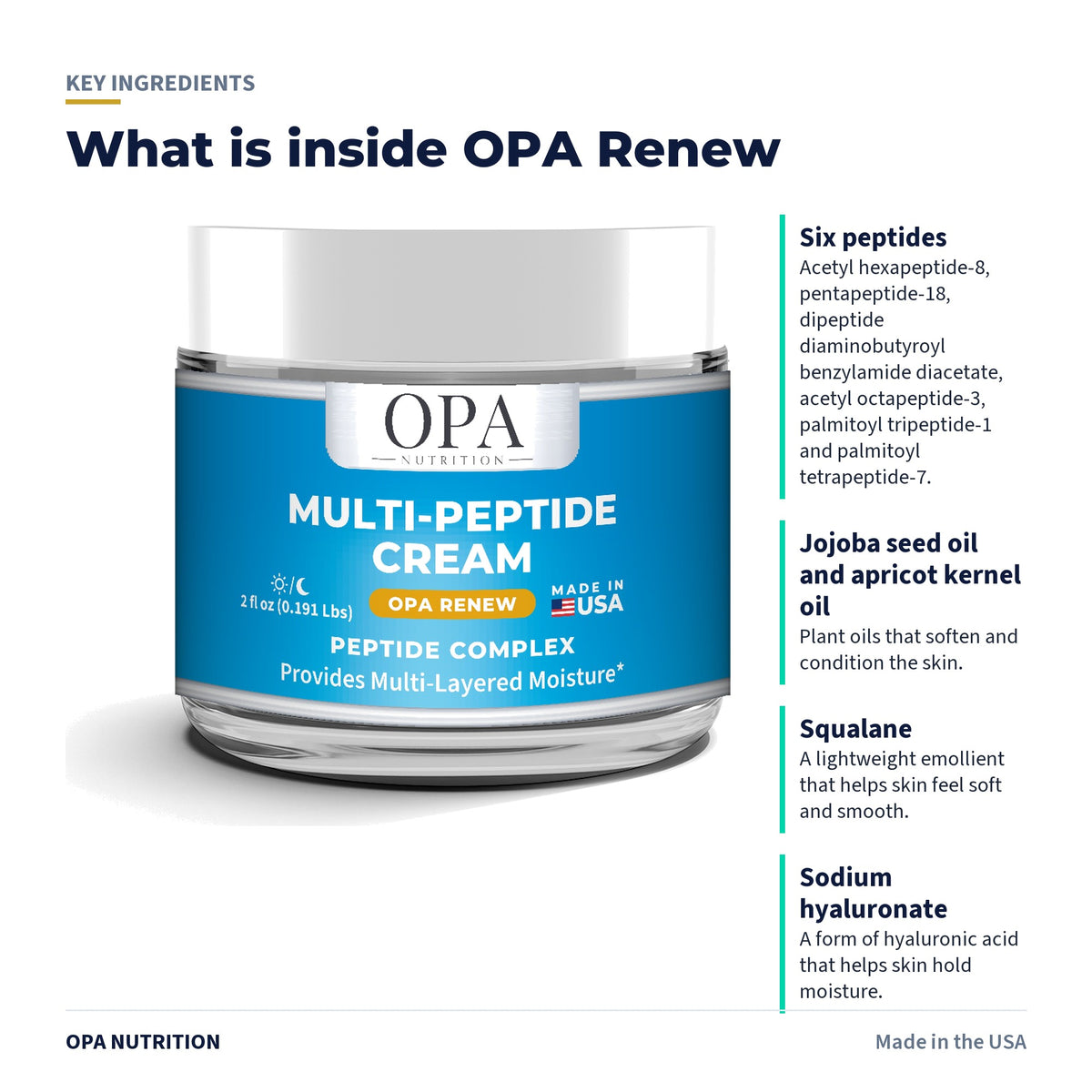OPA Renew Multi-Peptide Cream key ingredients
