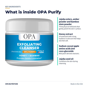 OPA Purify Exfoliating Cleanser key ingredients