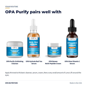 OPA Purify Exfoliating Cleanser routine: pairs well with