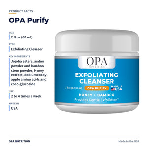 OPA Purify Exfoliating Cleanser product facts