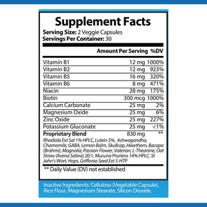 OPA Nutrition Calming Formula Supplement Facts panel showing serving size and amounts per serving