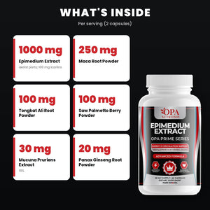 OPA Nutrition Epimedium Extract key ingredients: epimedium extract and maca root