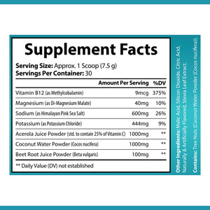 OPA Nutrition ION+ Select Electrolyte Supplement Facts panel showing serving size and amounts per serving