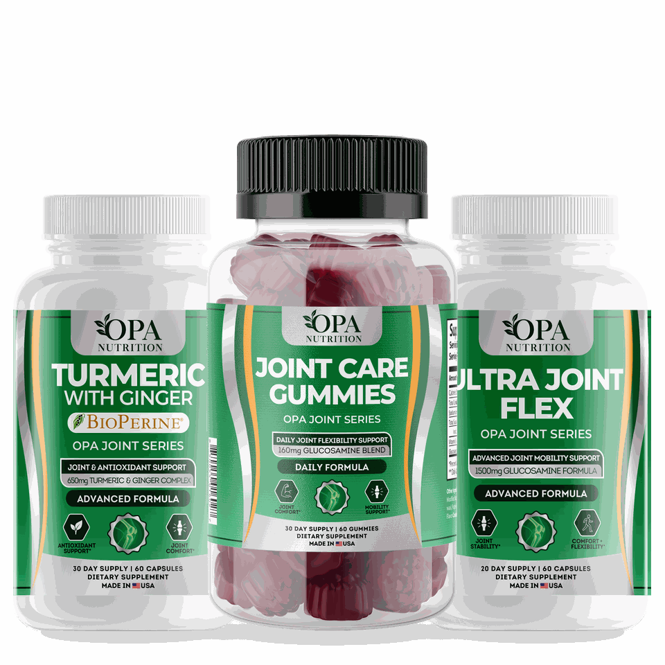 OPA Joint Series supplements: Turmeric with Ginger, Joint Care Gummies and Ultra Joint Flex