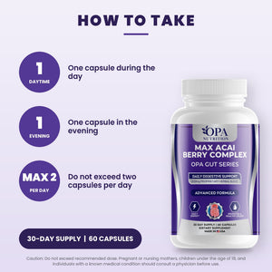 OPA Nutrition Max Acai Berry Complex suggested use directions for capsules