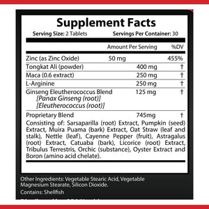 OPA Nutrition Men's Vitality Supplement Facts panel showing serving size and amounts per serving
