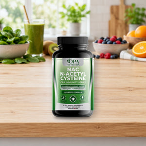 OPA Nutrition NAC N-Acetyl Cysteine capsules bottle in a daily routine setting