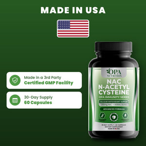 OPA Nutrition NAC N-Acetyl Cysteine quality standards: made in a GMP facility, 30-day supply