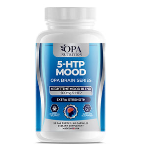 OPA Nutrition 5-HTP Mood Brain Series supplement bottle with nighttime mood blend