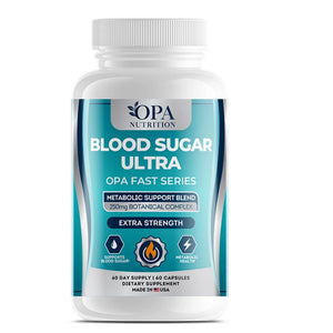 OPA Nutrition Blood Sugar Ultra OPA Fast Series bottle with metabolic support blend, 250mg botanical complex and 60 capsules