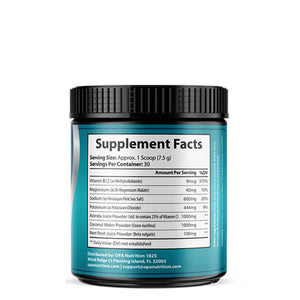 Supplement Facts label on OPA Nutrition ION+ Select Electrolyte Fast Series hydration support powder container