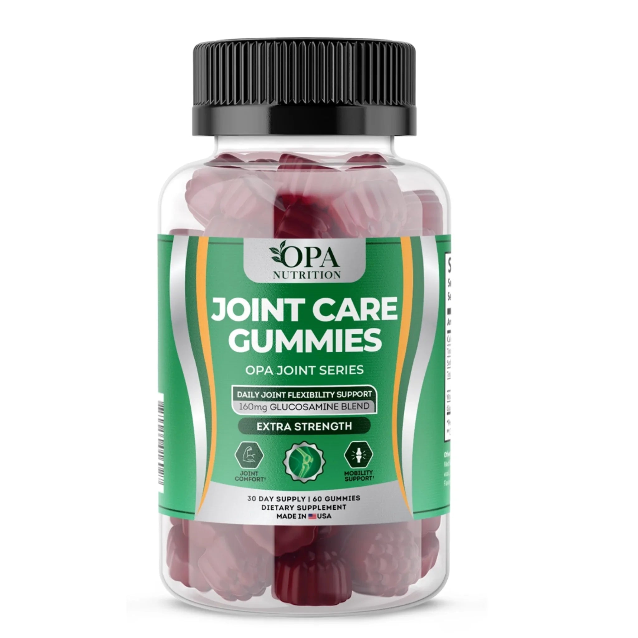 OPA Nutrition Joint Care Gummies Joint Series bottle with 160mg glucosamine blend for joint comfort and mobility support