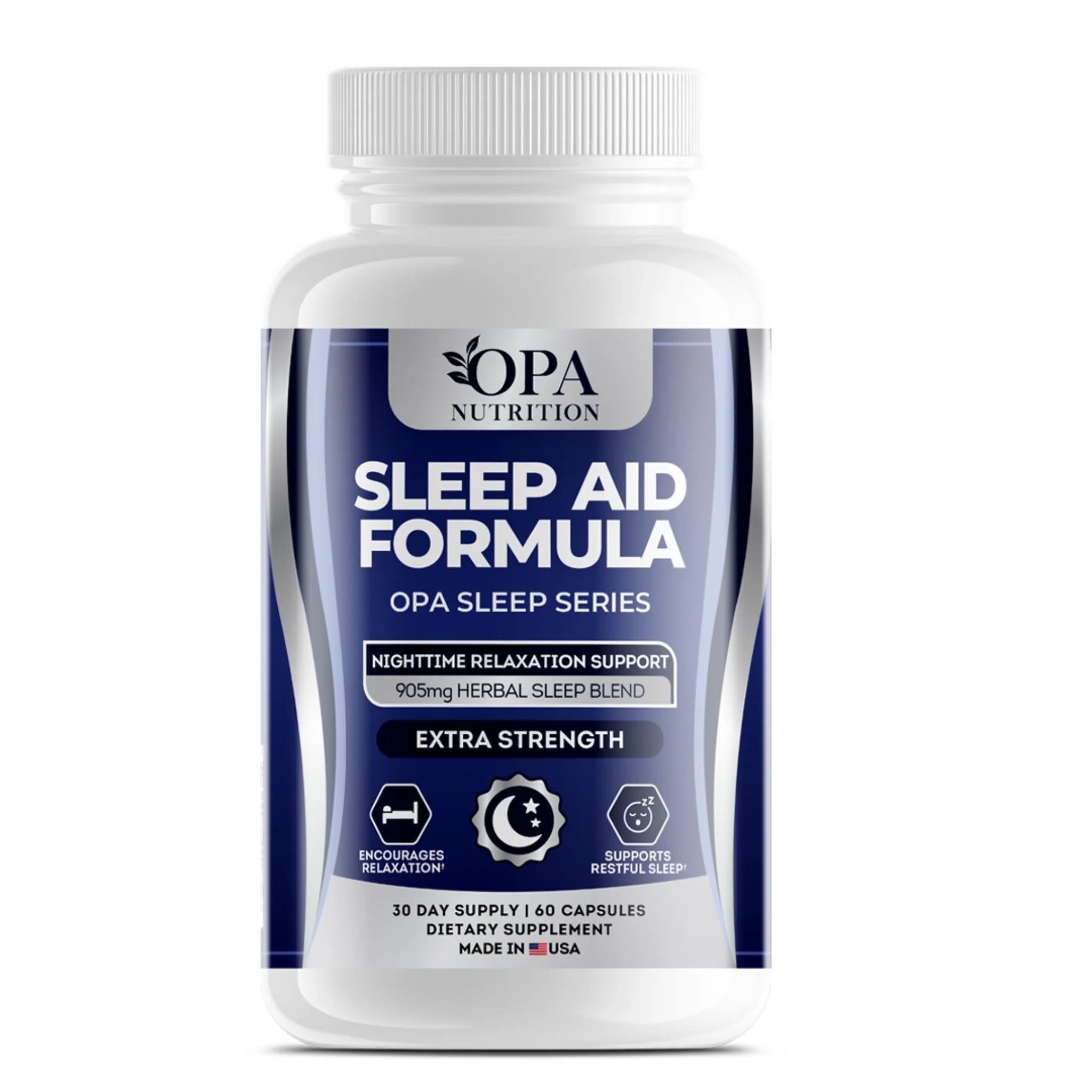 OPA Nutrition Sleep Aid Formula Sleep Series herbal sleep support supplement bottle with nighttime relaxation support