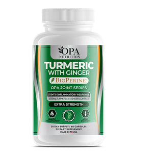 OPA Nutrition Turmeric with Ginger and BioPerine Joint Series supplement bottle for joint comfort and healthy inflammation support