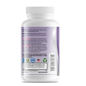 Suggested use label for OPA Nutrition Women’s Daily Multivitamin with directions to take 2 capsules in the morning with a meal, plus warning, storage instructions, and FDA disclaimer