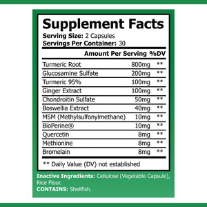 OPA Nutrition Platinum Turmeric Supplement Facts panel showing serving size and amounts per serving