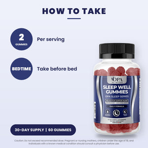 OPA Nutrition Sleep Well Gummies suggested use directions for gummies