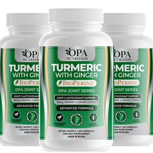 OPA Nutrition Turmeric with Ginger veggie capsules, 3-pack of bottles