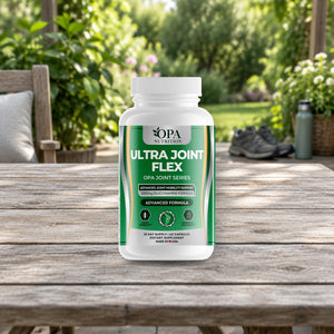 OPA Nutrition Ultra Joint Flex capsules bottle in a daily routine setting