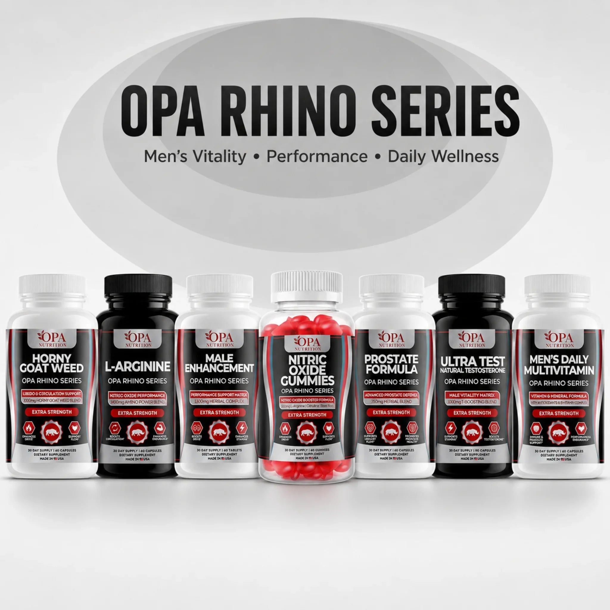 OPA Rhino Series with men’s vitality and performance supplements