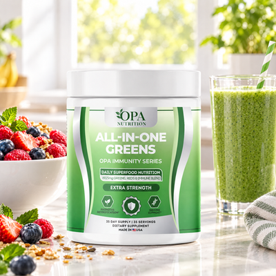 All-in-One Greens – Daily Superfood, Digestive & Immune Support with Greens, Reds & Prebio - lifestyle image 1 [opa-gen]