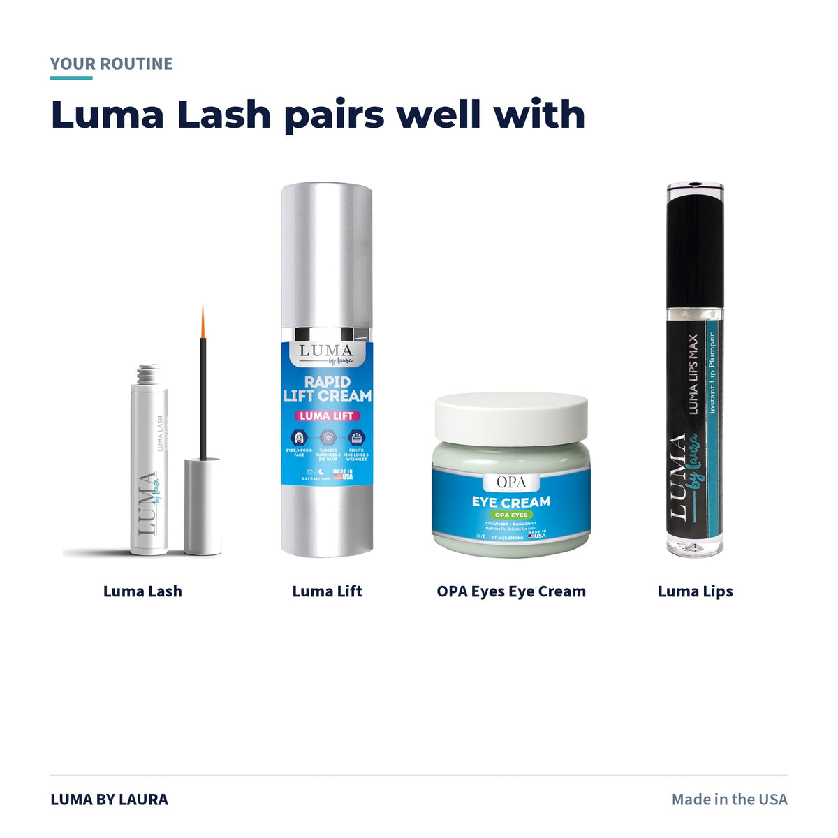 Luma Lash eyelash and brow conditioning serum routine: pairs well with OPA Skincare