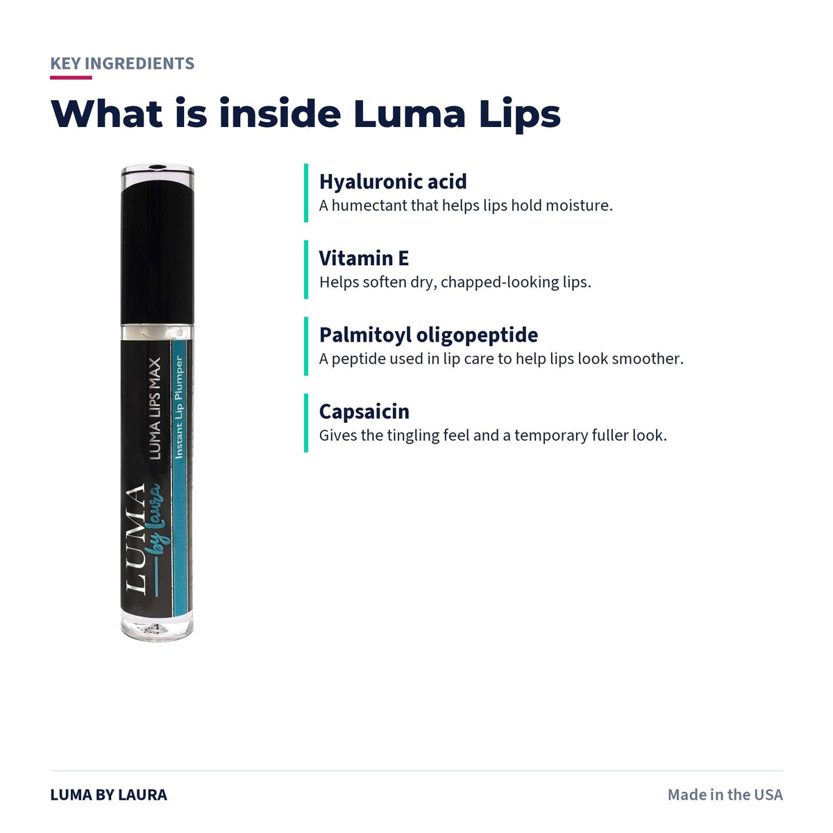Luma Lips plumping lip gloss key ingredients