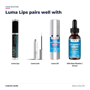 Luma Lips plumping lip gloss routine: pairs well with OPA Skincare