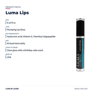Luma Lips plumping lip gloss product facts
