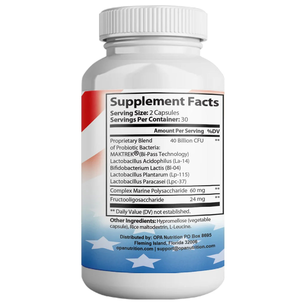 Probiotic for Men and Women for Stomach Acid Resistant - 60 Ct Back ingredients.jpg