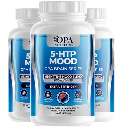 OPA Brain 5-HTP Mood & Sleep Support – Natural Supplement for Emotional Balance & Restful Nights, 60ct