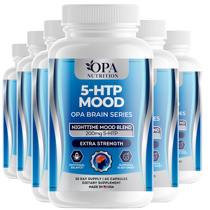 OPA Brain 5-HTP Mood & Sleep Support – Natural Supplement for Emotional Balance & Restful Nights, 60ct