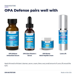 OPA Defense Antioxidant Serum routine: pairs well with
