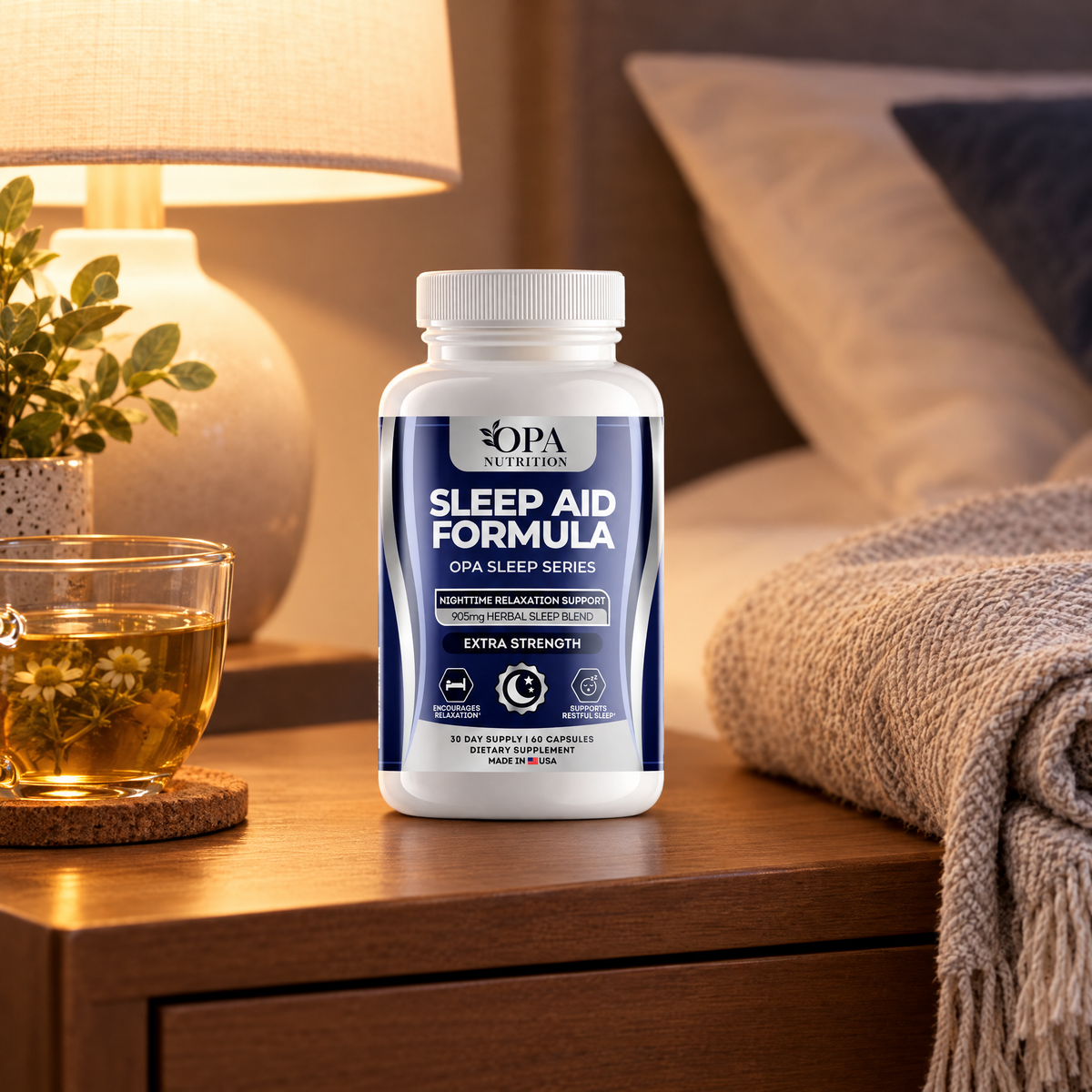 Sleep Aid Formula – Nighttime Relaxation, Sleep Quality & Restful Sleep Support with Melat - lifestyle image 1 [opa-gen]