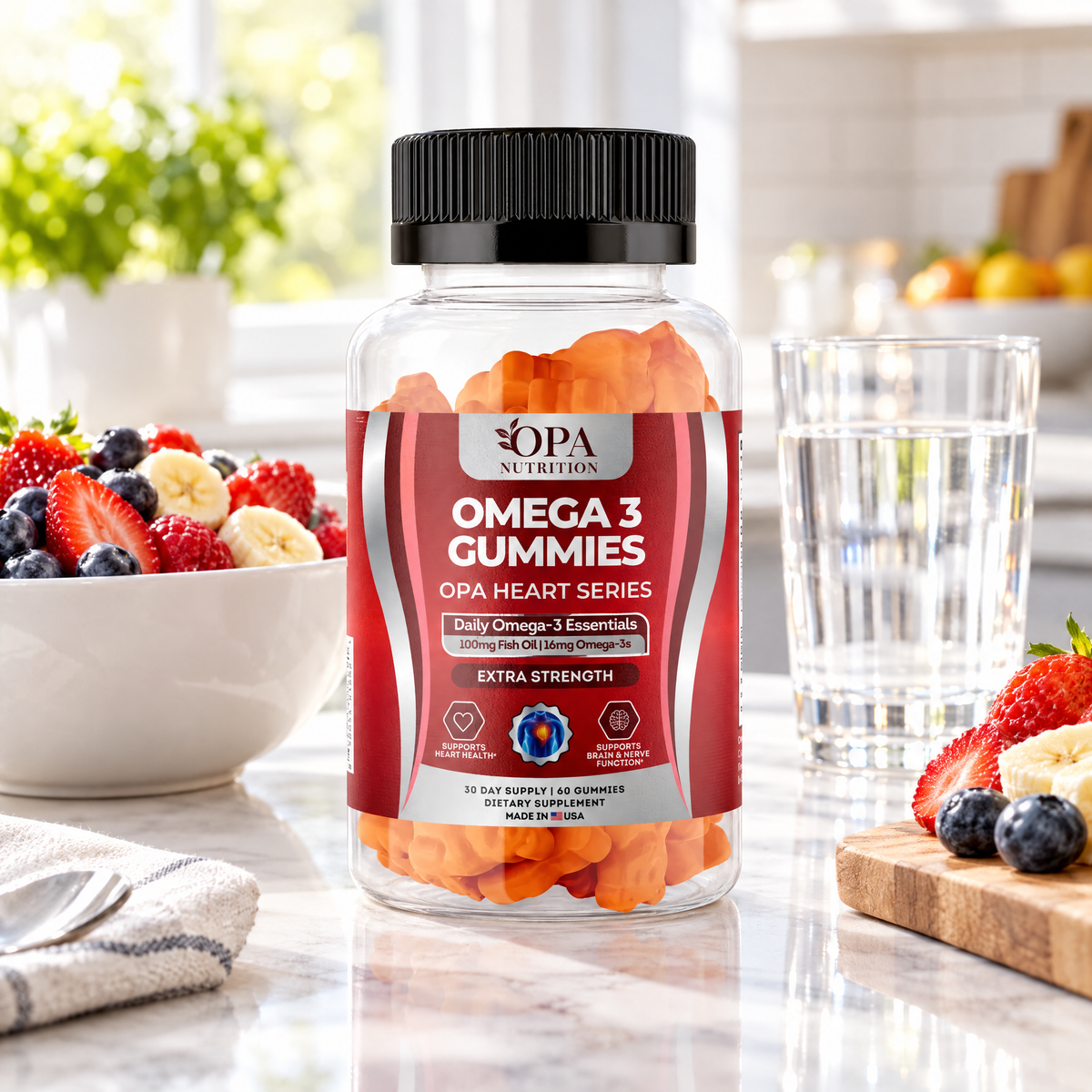 Omega 3 Gummies – Heart, Brain & Daily Wellness Support with Fish Oil, DHA & EPA, 60 Gummi - lifestyle image 1 [opa-gen]
