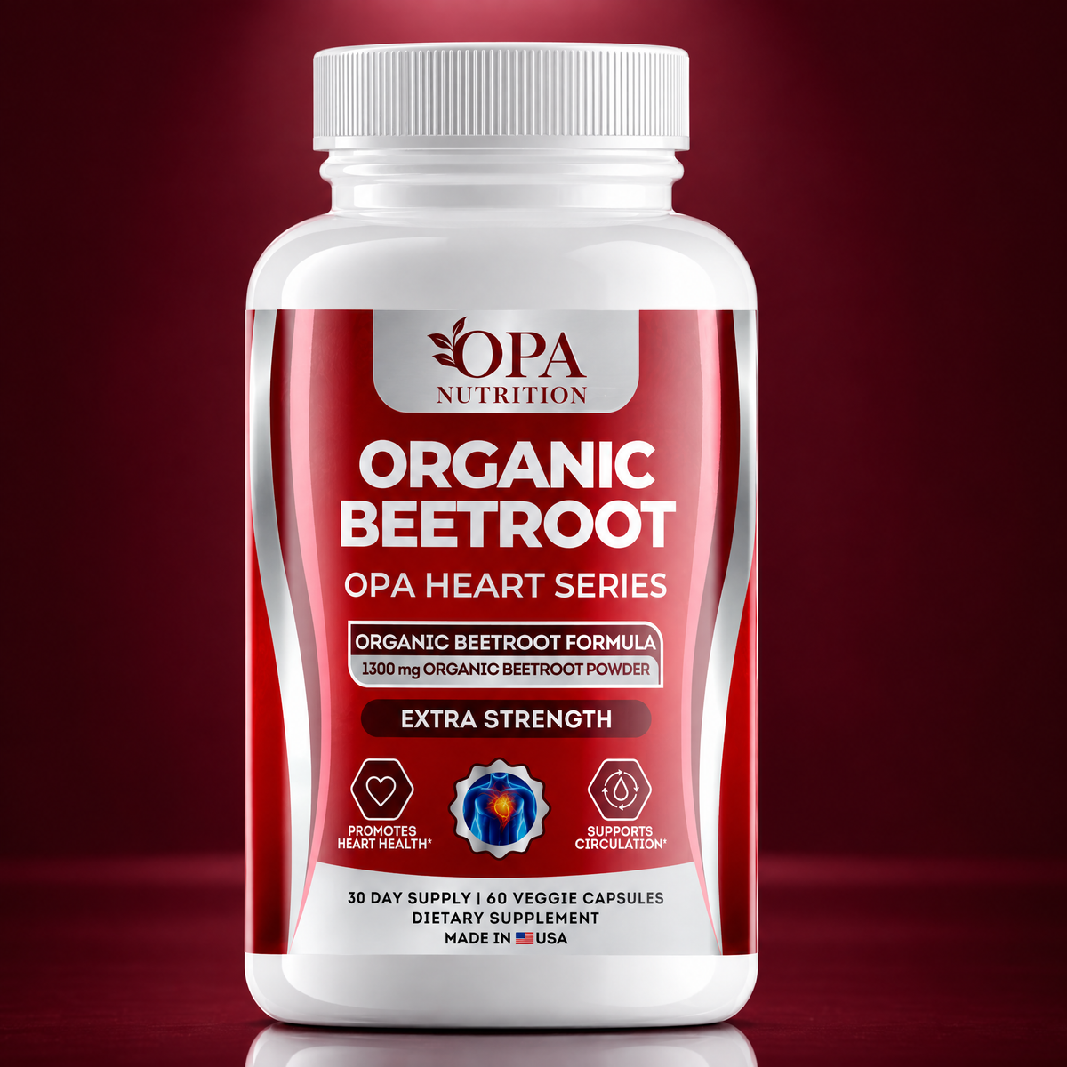 Organic Beetroot – Circulation, Antioxidant & Daily Wellness Support, 1,300 mg, 60 Veggie  - lifestyle image 3 [opa-gen]