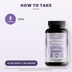 OPA Nutrition Advanced Iodine+ suggested use directions for capsules