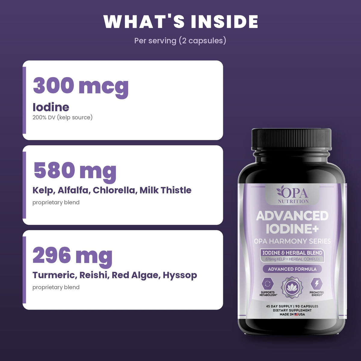 OPA Nutrition Advanced Iodine+ key ingredients: iodine and kelp
