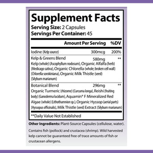 OPA Nutrition Advanced Iodine+ Supplement Facts panel showing serving size and amounts per serving