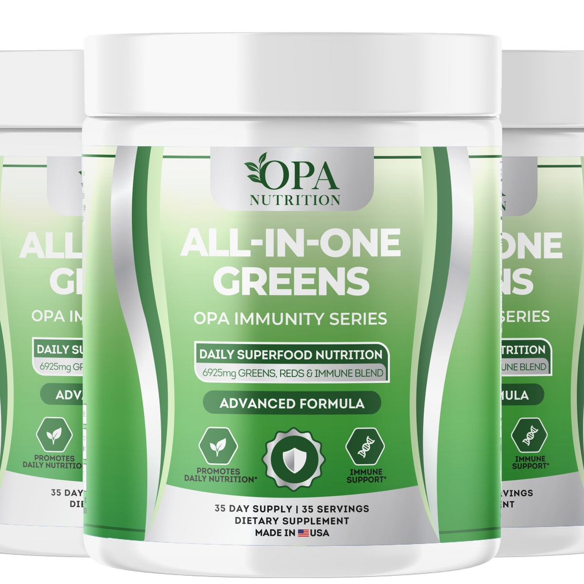 OPA Nutrition All-in-One Greens superfood powder, 3-pack of bottles