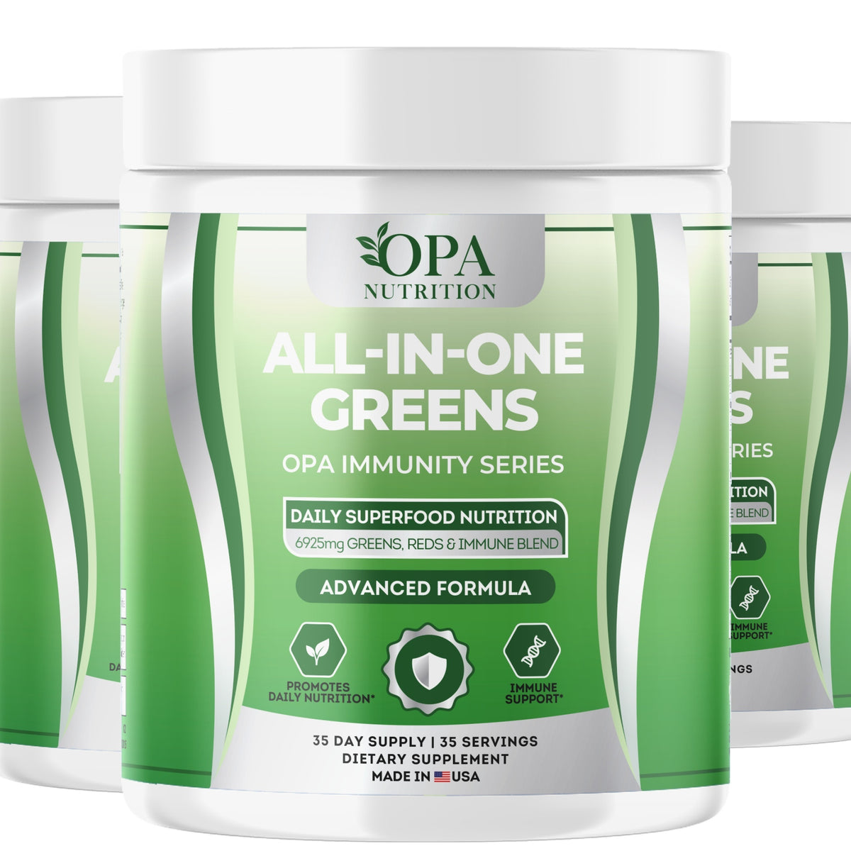 OPA Nutrition All-in-One Greens superfood powder, 6-pack of bottles