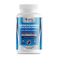 OPA Nutrition Ashwagandha with Black Pepper veggie capsules bottle, front label with 1300 mg ashwagandha with black pepper